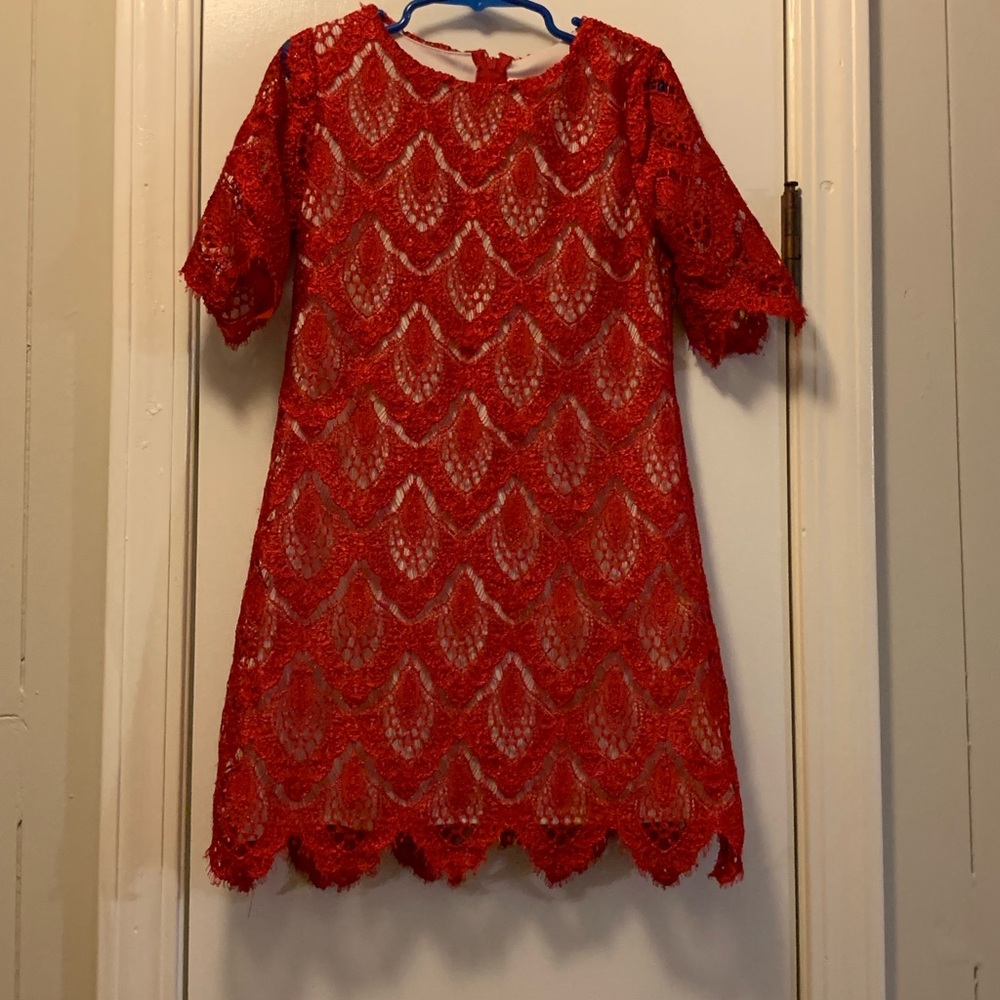 Rare Editions red lace dress